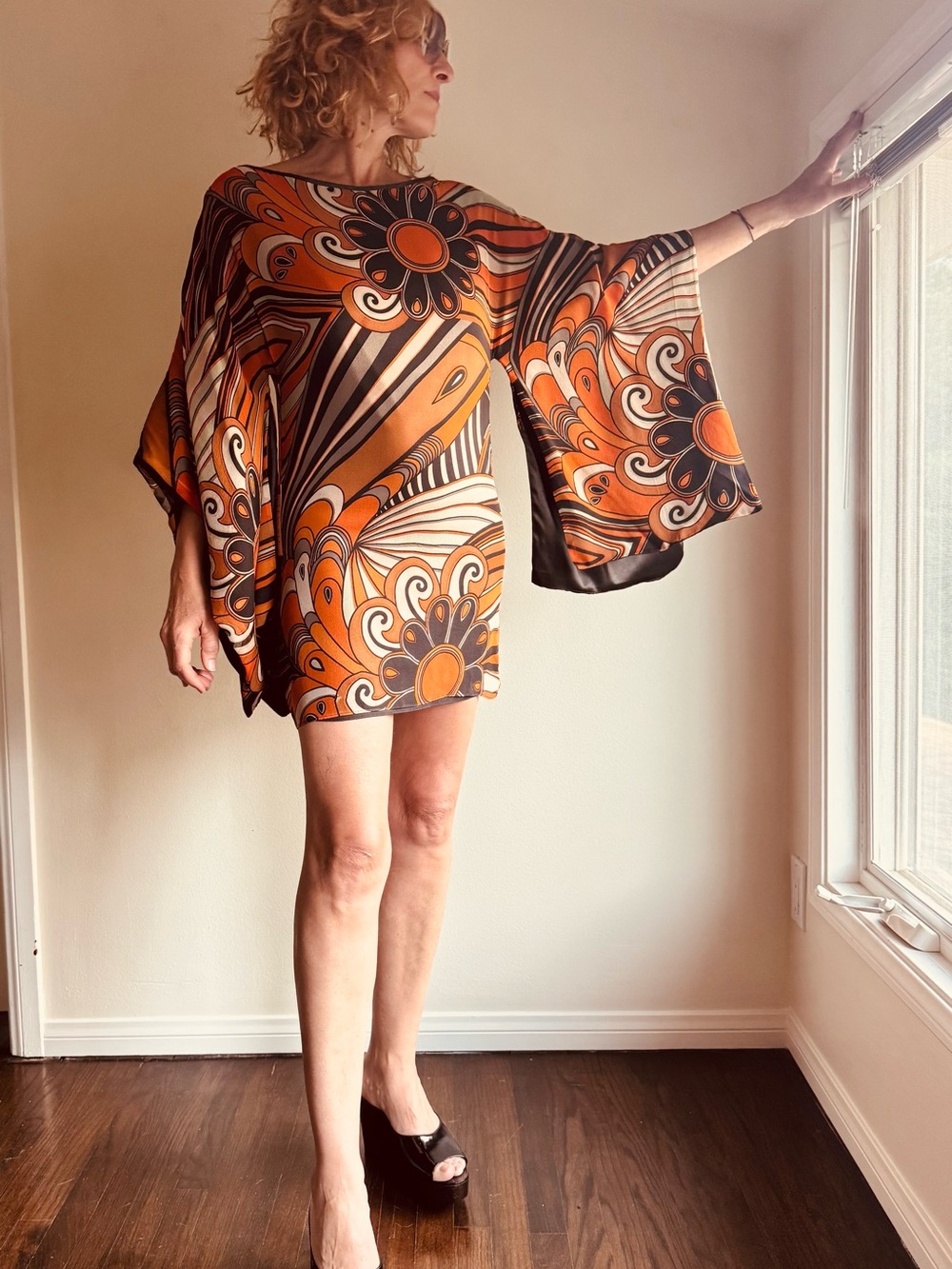 Pucci vintage Inspired print Kimono Sleeve Mini Dress